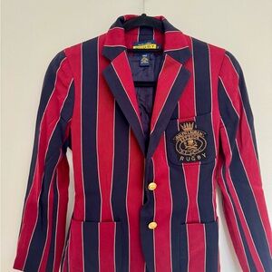 Ralph Lauren Rugby Est. 2004 Navy Striped Vintage Rare Blazer Size 2